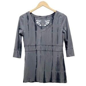 Lucy Activewear Top Gray Pima Cotton Tye Dye Yoga Tunic Women’s Size Medium